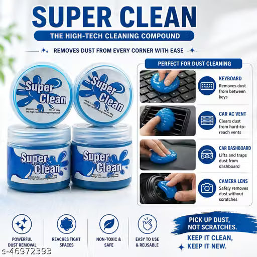 Glamsure Super Clean Car & Keyboard Cleaning Gel | Dust Cleaner Gel for Car AC Vent, Laptop & Electronics | Reusable Sticky Gel | Removes Dirt & Dust Easily(Pack of 2)
